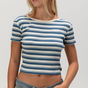 Striped Blue and White Crop Top
